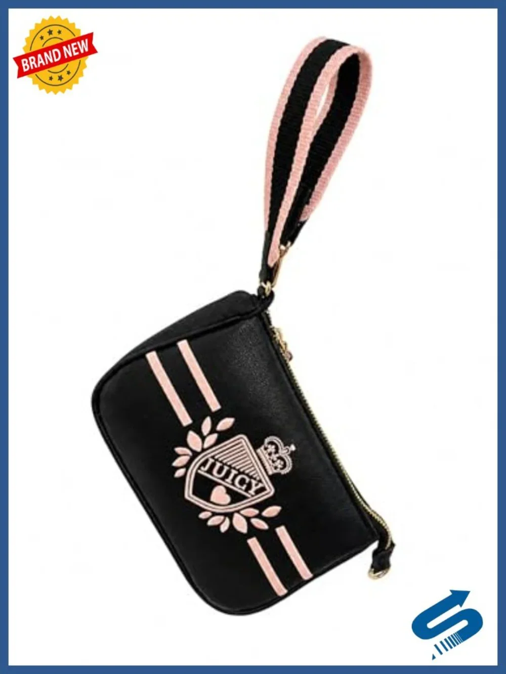 Women's Convertible Wristlet Handbag Faux Leather Gold-Tone Hardware Zip Closure